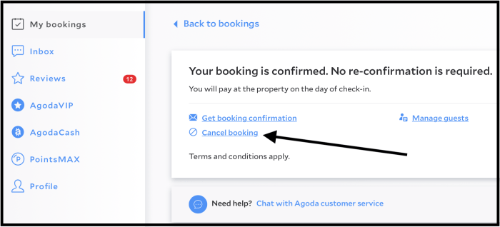 Booking hotel cancellation options website sites